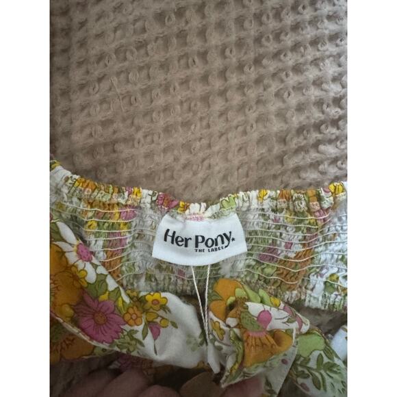 NWT Her Pony The Label Bambi Tie Front Floral Crop Top Size 6 - Picture 3 of 7